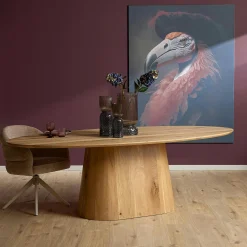 Table à manger ovale bois de chêne et pied central 240 cm LEXTON