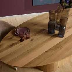 Table à manger ovale bois de chêne et pied central 210 cm LEXTON