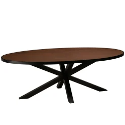 Table à manger ovale bois effet pierre rouille 220 cm BIHAR