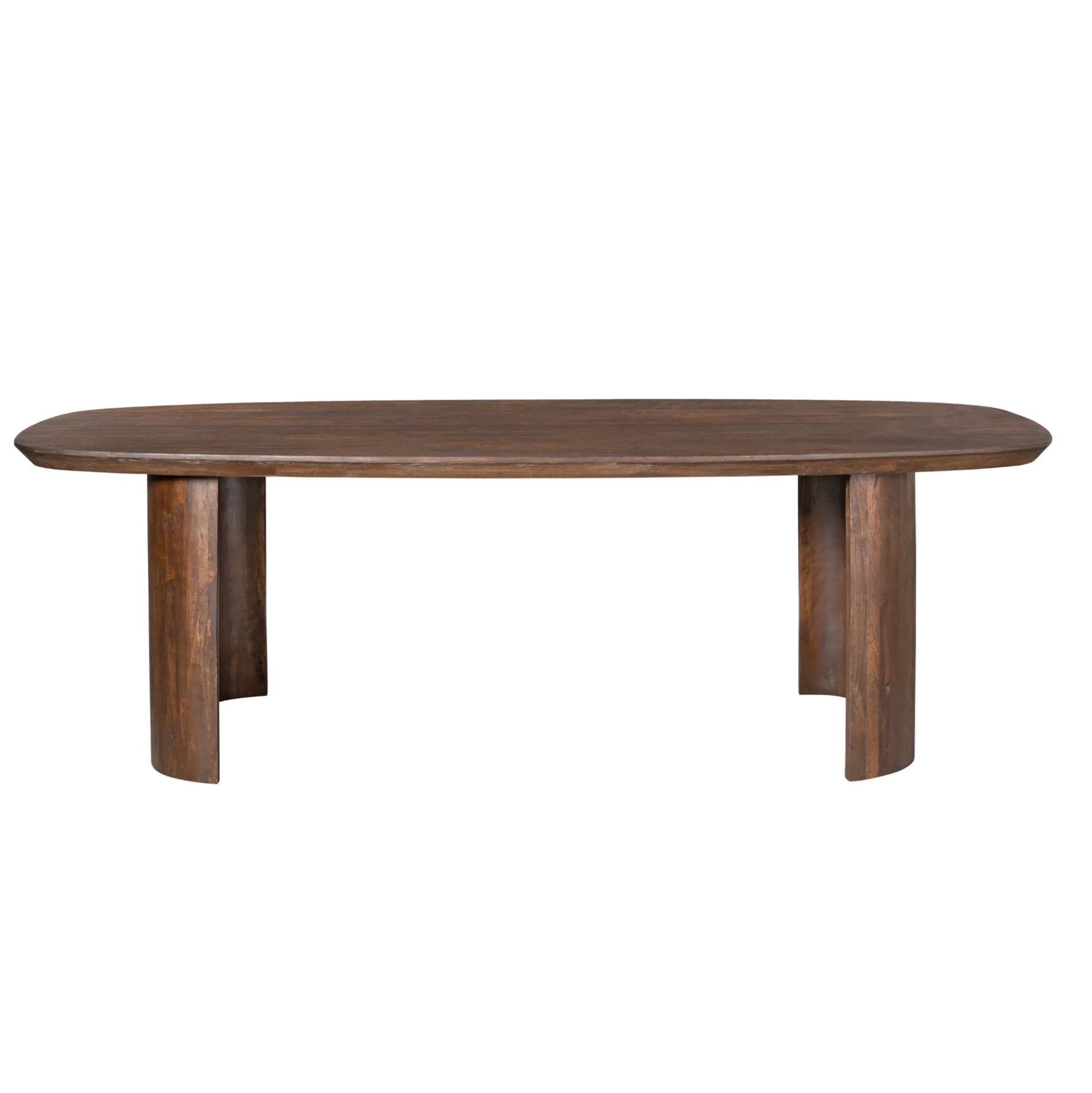 Table à manger ovale bois foncé pieds courbes 300 cm ALMA