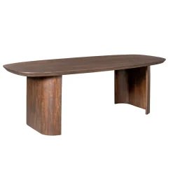 Table à manger ovale bois foncé pieds courbes 300 cm ALMA