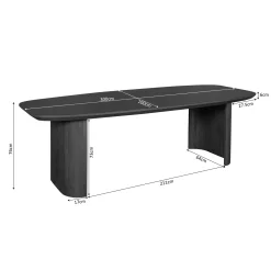 Table à manger ovale bois foncé pieds courbes 300 cm ALMA