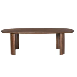 Table à manger ovale bois foncé pieds courbes 200 cm ALMA
