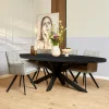 Table à manger ovale bois noir à pied central 160 cm RIVANO