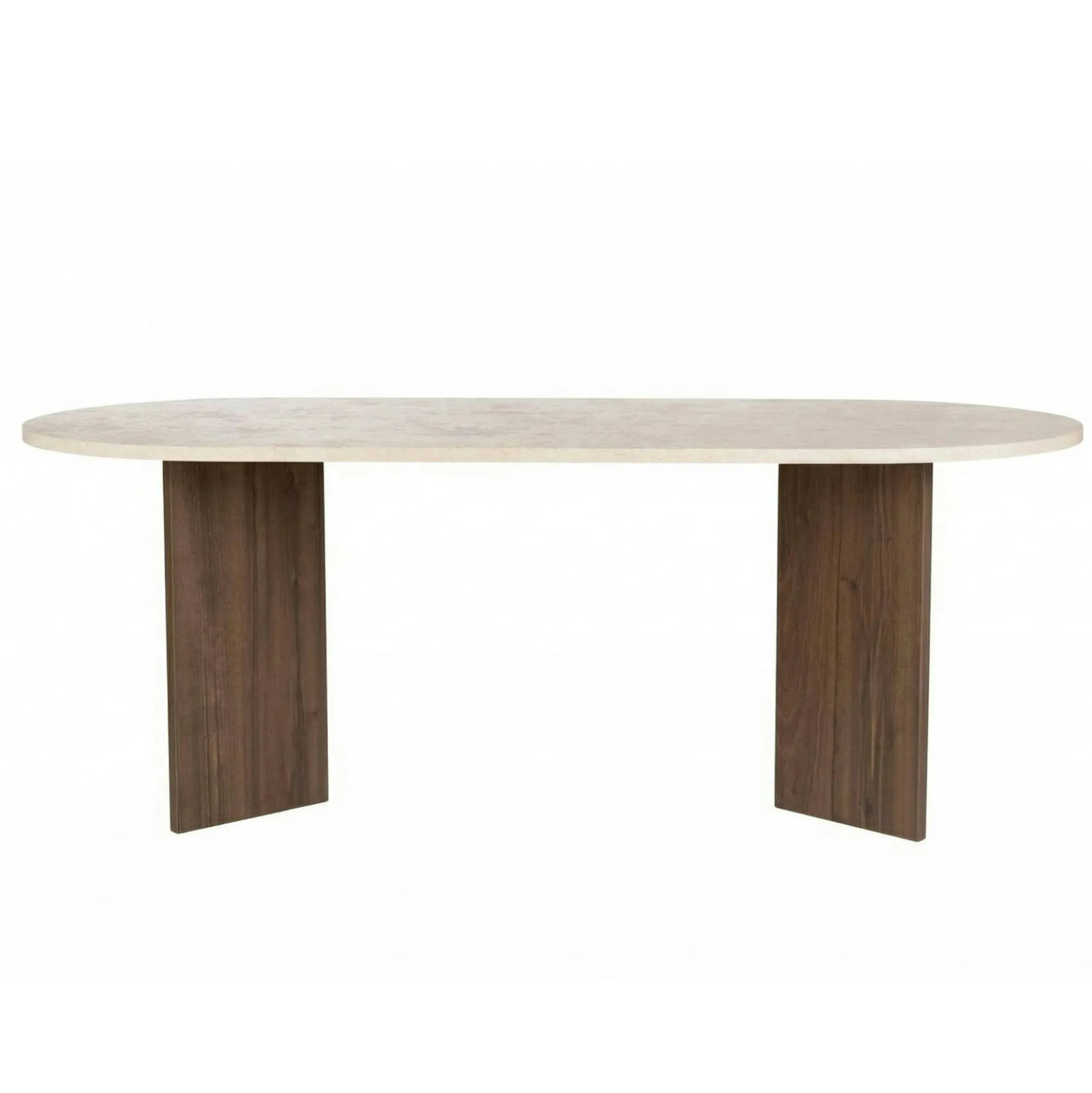 Table à manger ovale décor travertin et noyer 200 cm MARFA