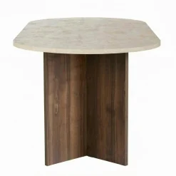 Table à manger ovale décor travertin et noyer 200 cm MARFA