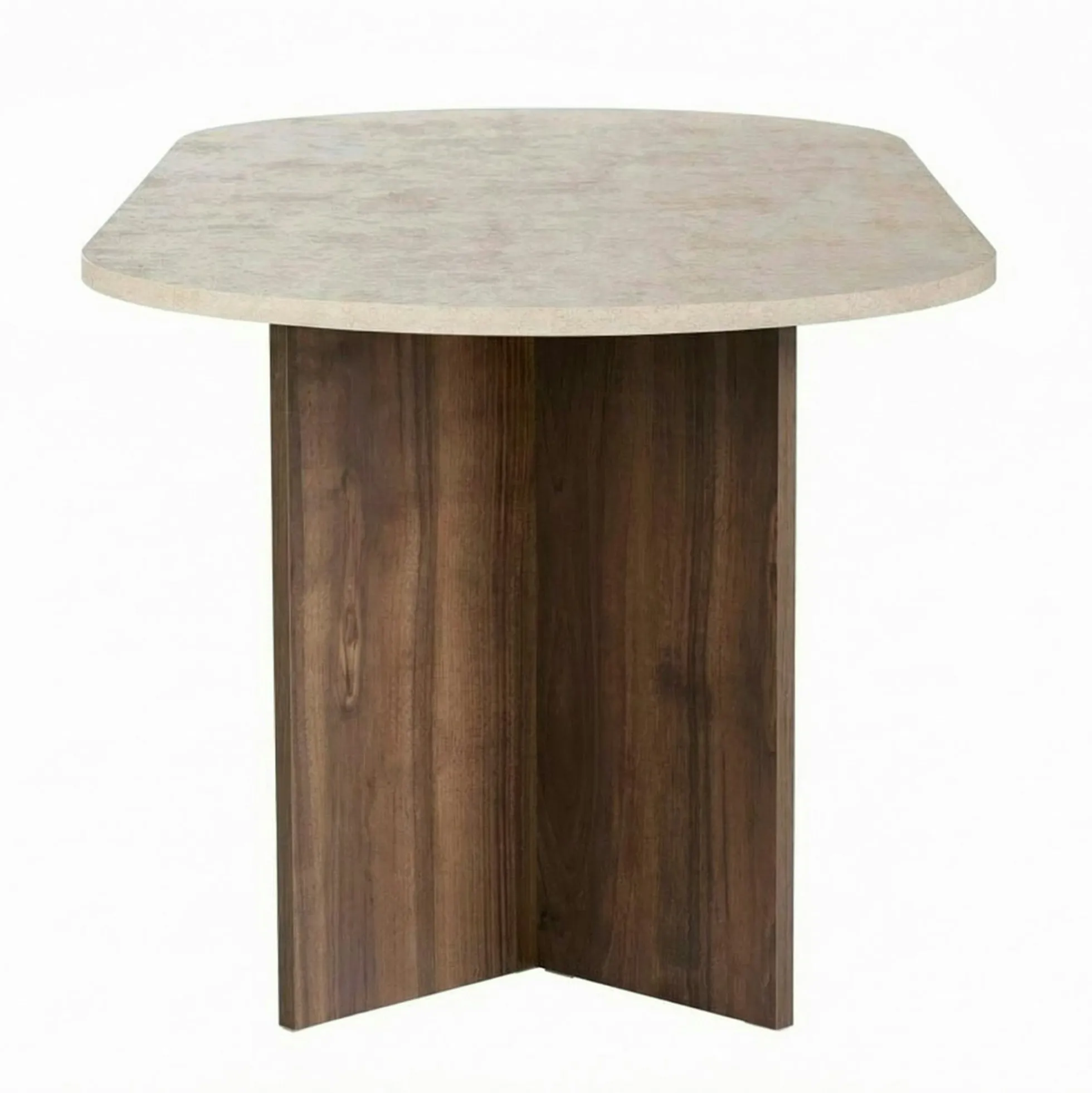 Table à manger ovale décor travertin et noyer 200 cm MARFA
