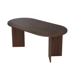 Table à manger ovale effet bois noyer pieds en V 200 cm MARFA