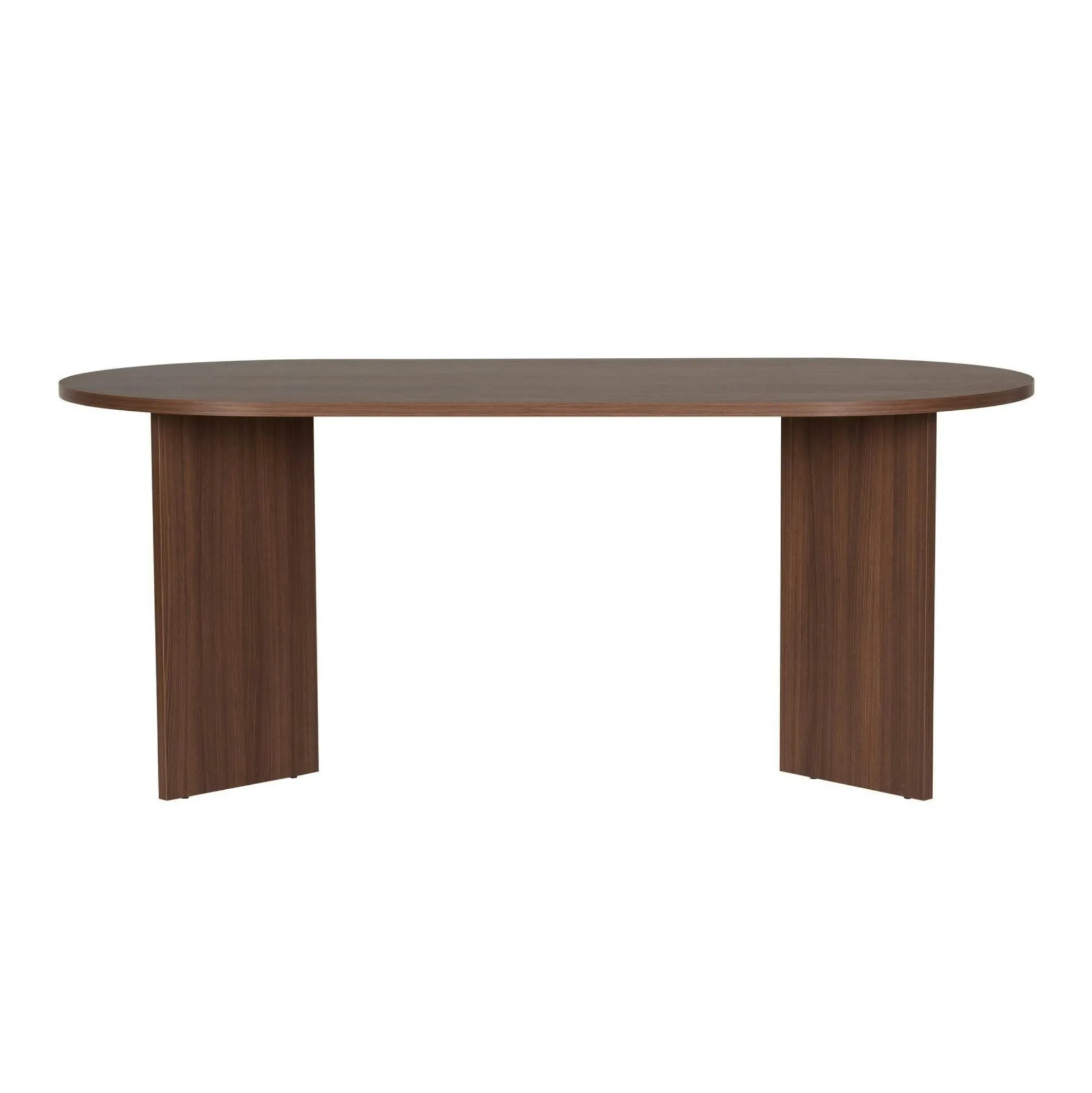 Table à manger ovale effet bois noyer pieds en V 200 cm MARFA
