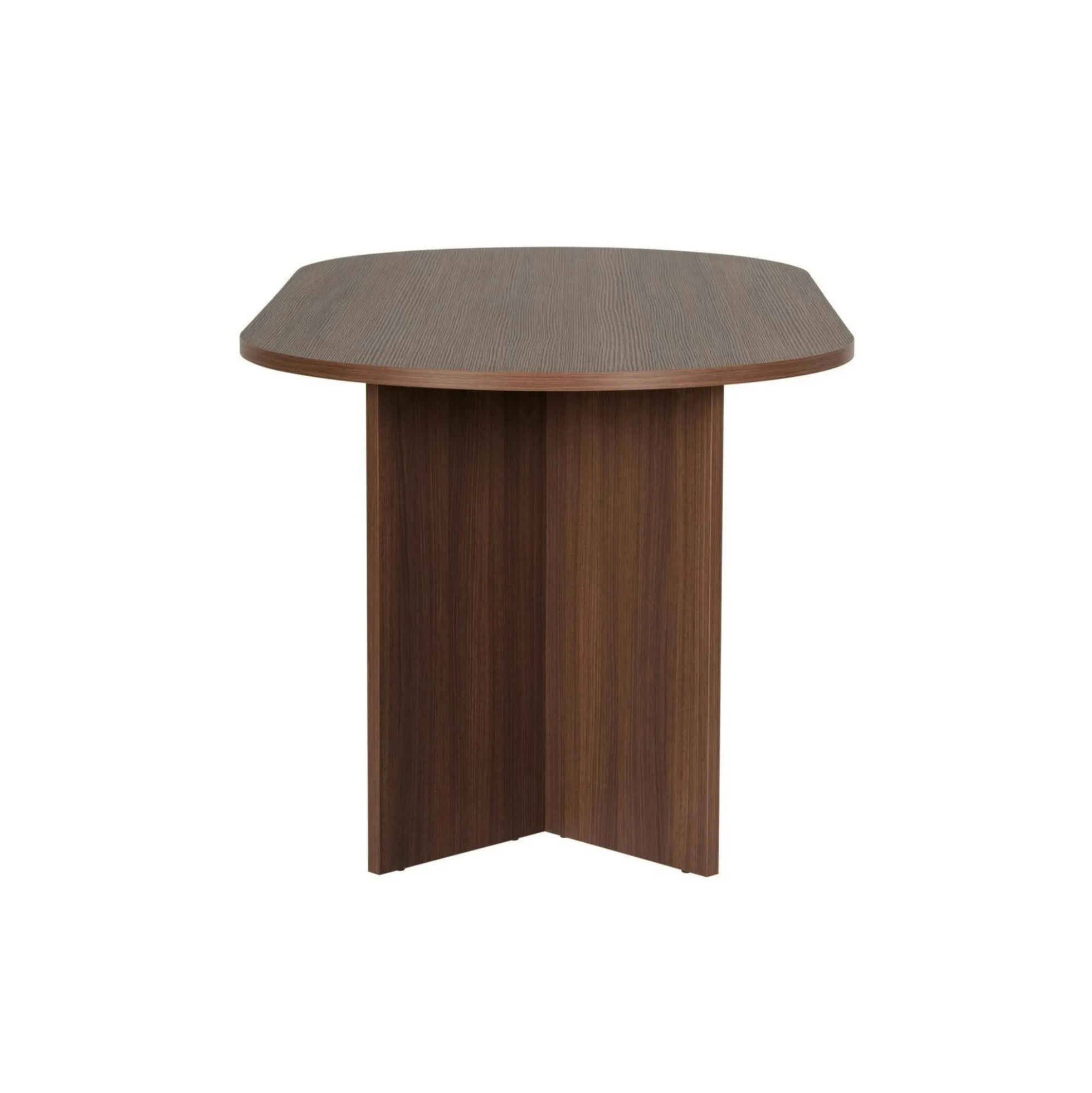 Table à manger ovale effet bois noyer pieds en V 200 cm MARFA