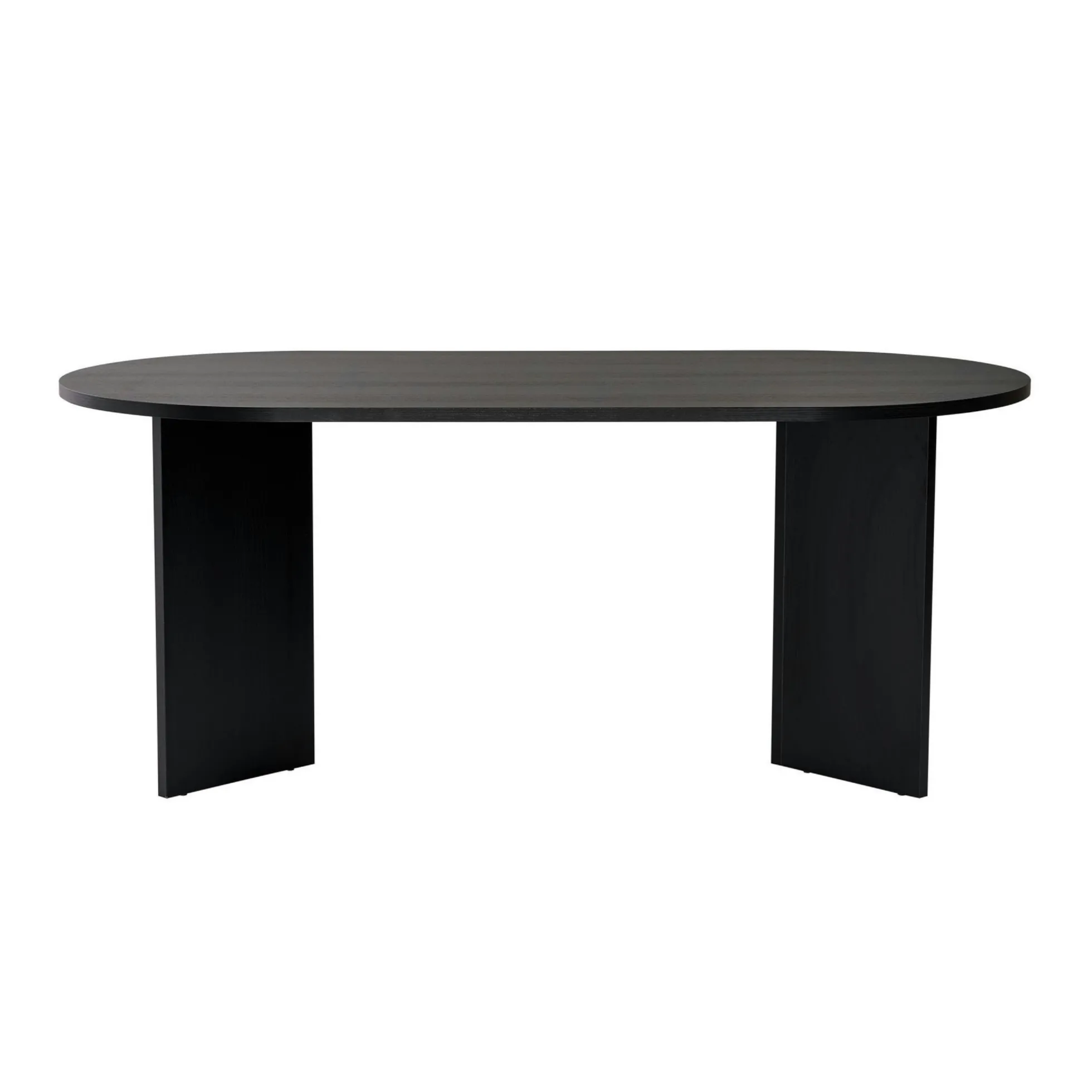Table à manger ovale effet bois noir pieds en V 200 cm MARFA