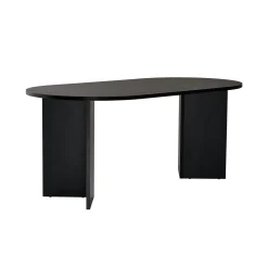 Table à manger ovale effet bois noir pieds en V 200 cm MARFA