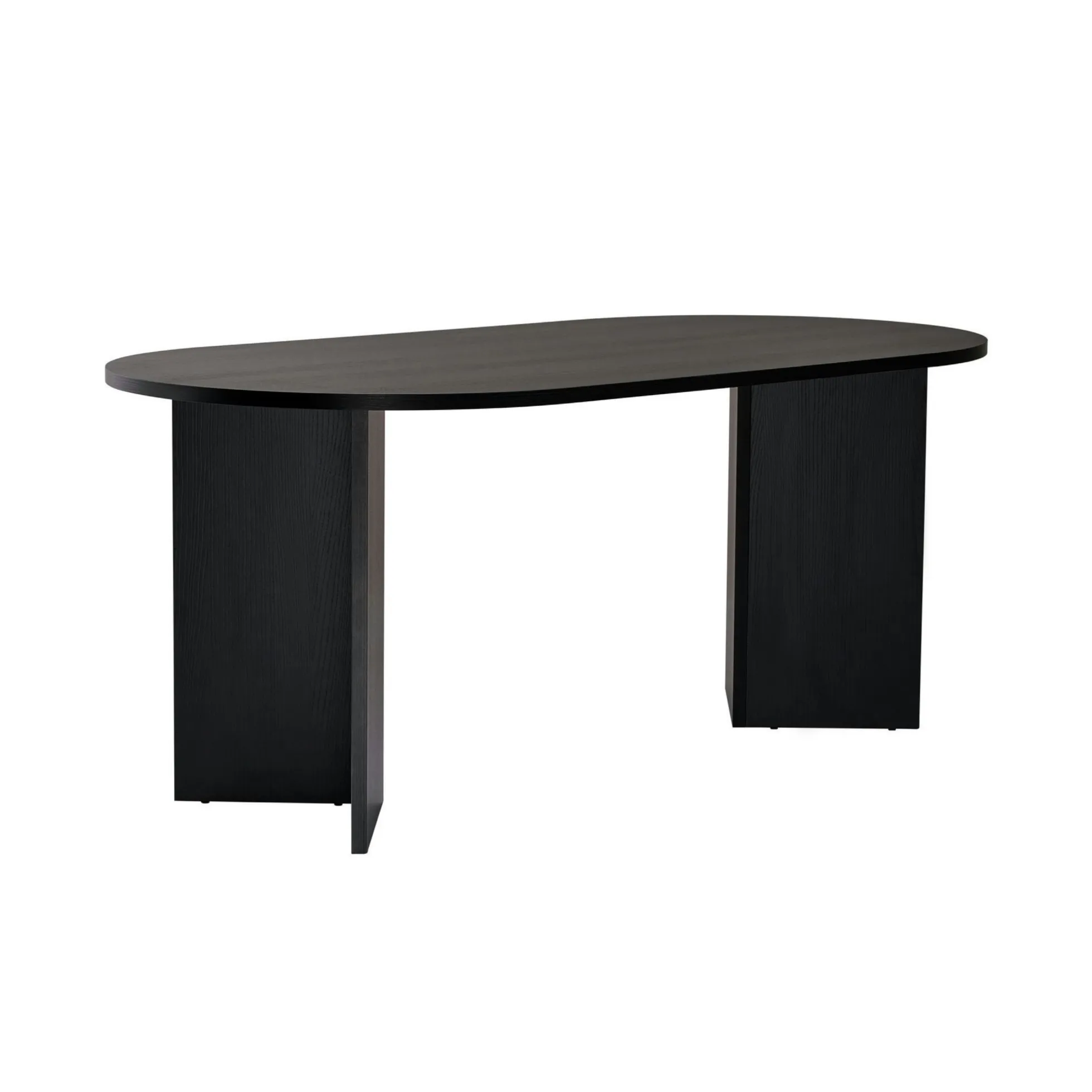 Table à manger ovale effet bois noir pieds en V 200 cm MARFA