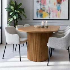 Table à manger ovale effet bois blond 210 cm MATERA