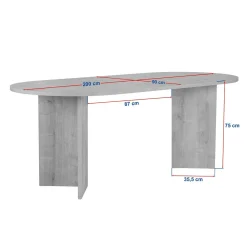 Table à manger ovale effet chêne pieds en V 200 cm MARFA
