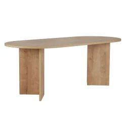 Table à manger ovale effet chêne pieds en V 200 cm MARFA