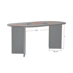 Table à manger ovale effet chêne pieds en V 180 cm MARFA