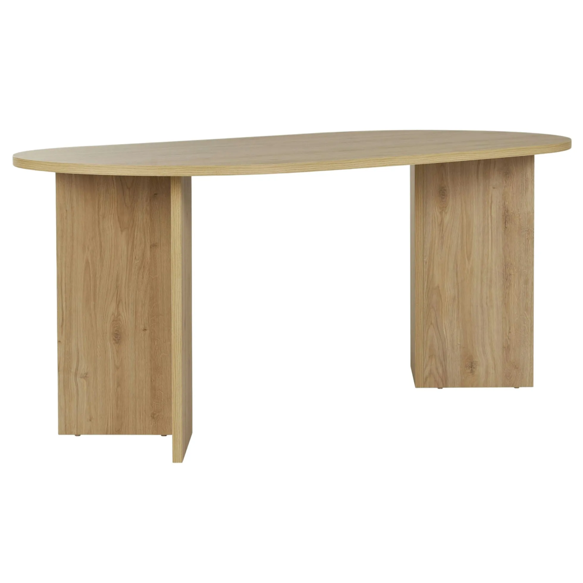 Table à manger ovale effet chêne pieds en V 180 cm MARFA