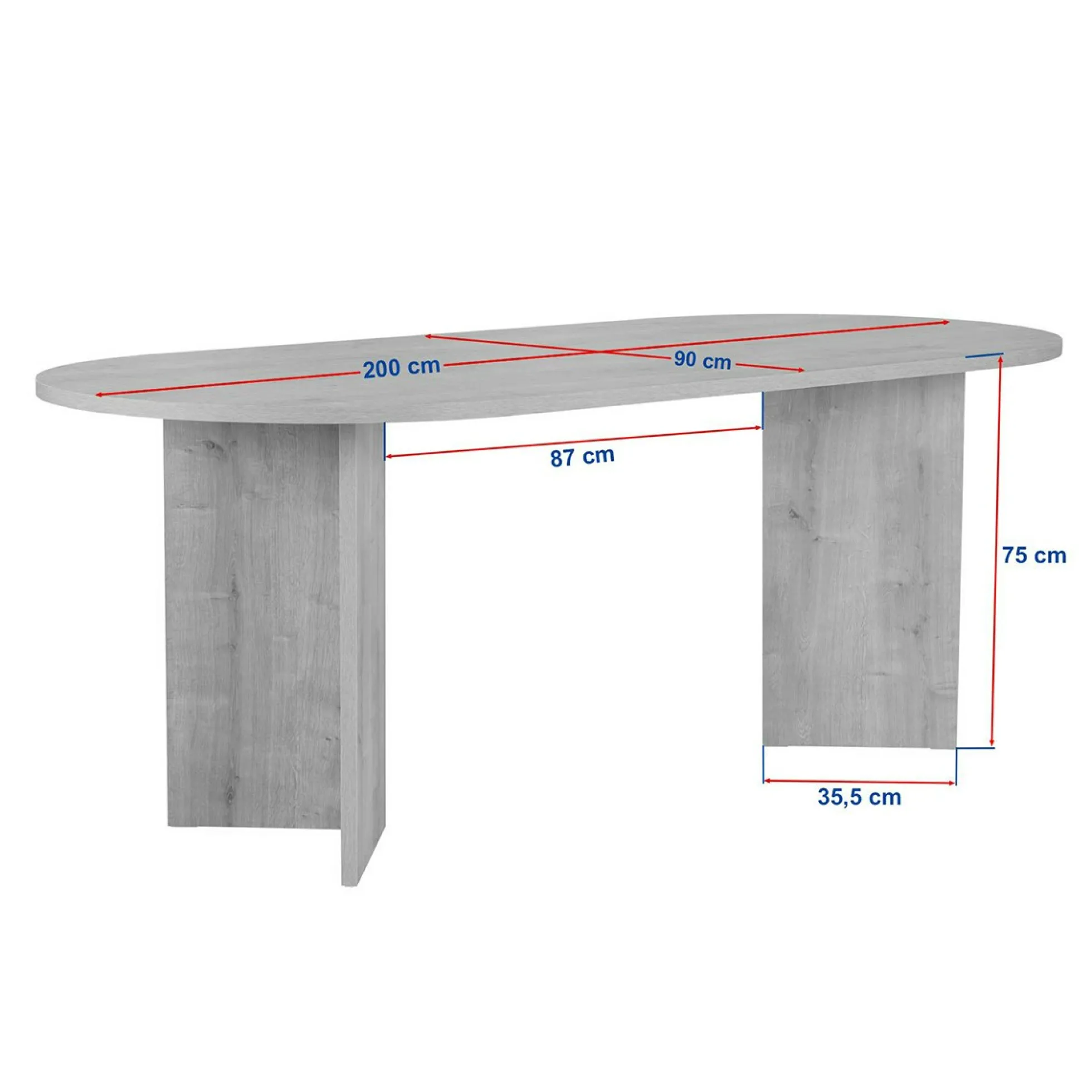 Table à manger ovale effet pin pieds en V 200 cm MARFA