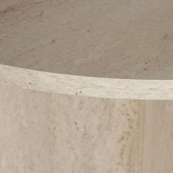 Table à manger ovale effet travertin pieds en V 200 cm MARFA