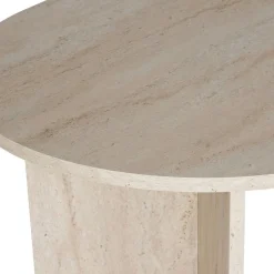 Table à manger ovale effet travertin pieds en V 200 cm MARFA