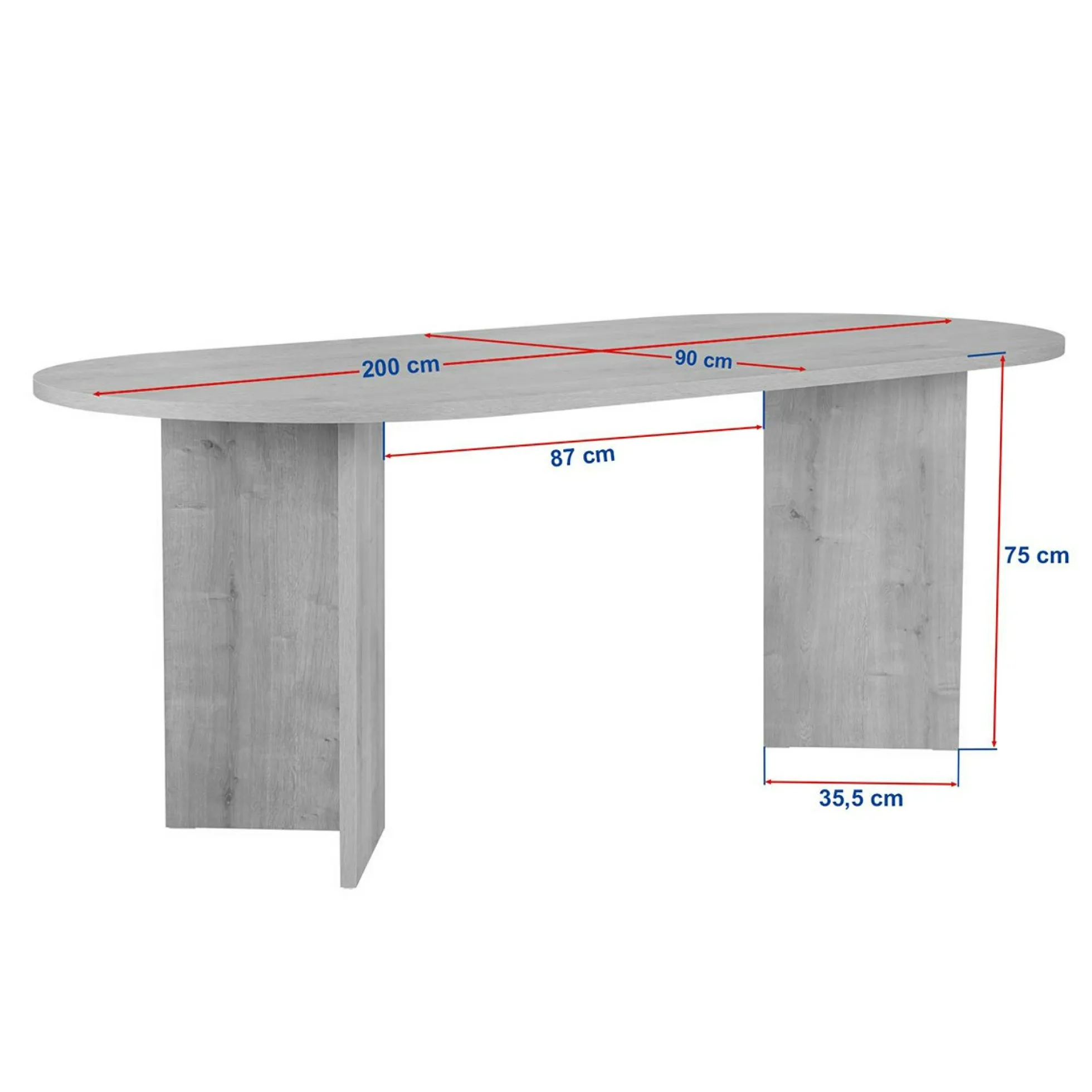 Table à manger ovale effet travertin pieds en V 200 cm MARFA