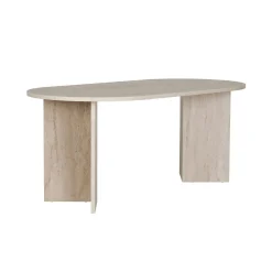 Table à manger ovale effet travertin pieds en V 200 cm MARFA