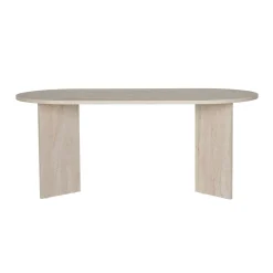 Table à manger ovale effet travertin pieds en V 200 cm MARFA