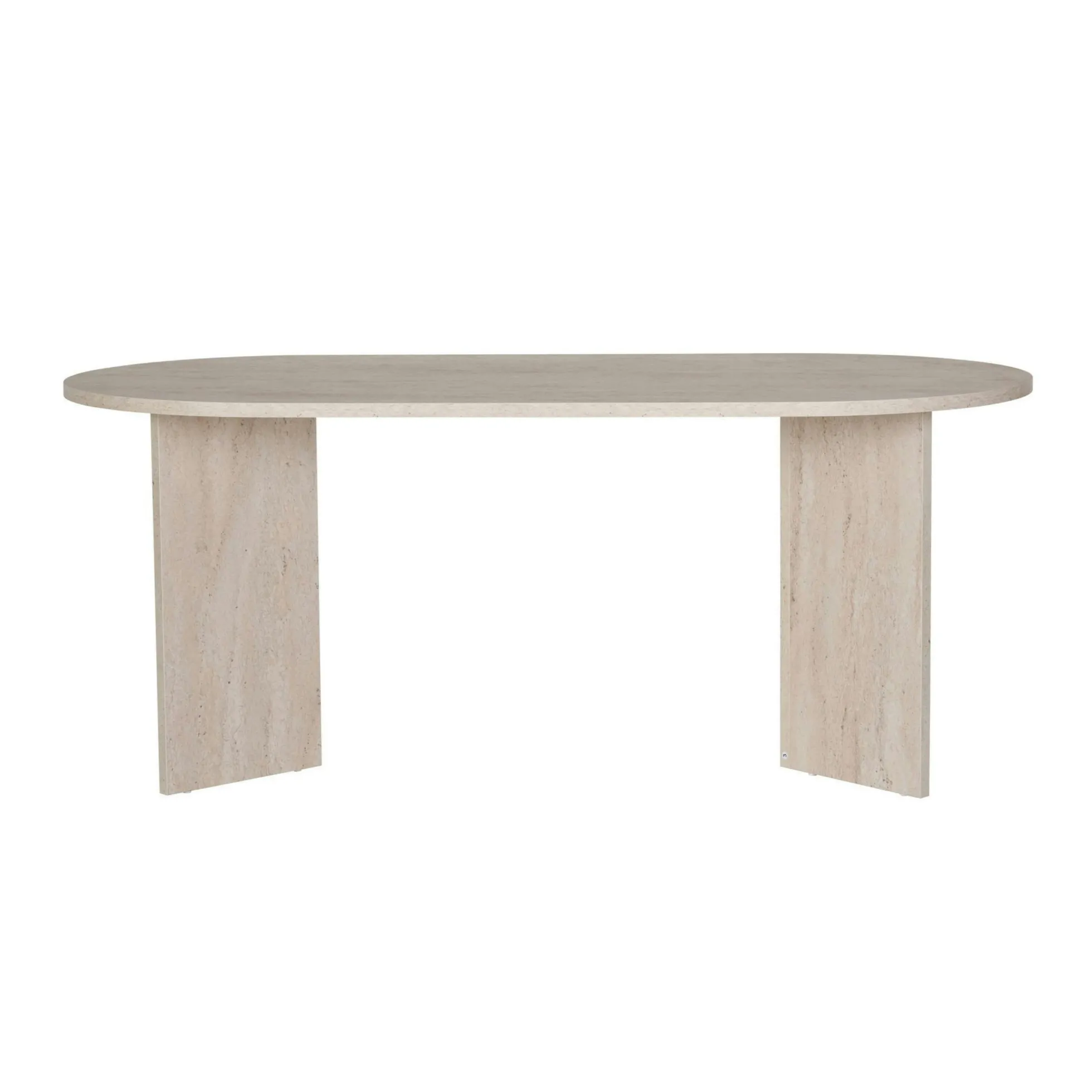 Table à manger ovale effet travertin pieds en V 200 cm MARFA