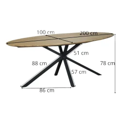 Table à manger ovale en bois de teck recyclé 2 m DEPOK