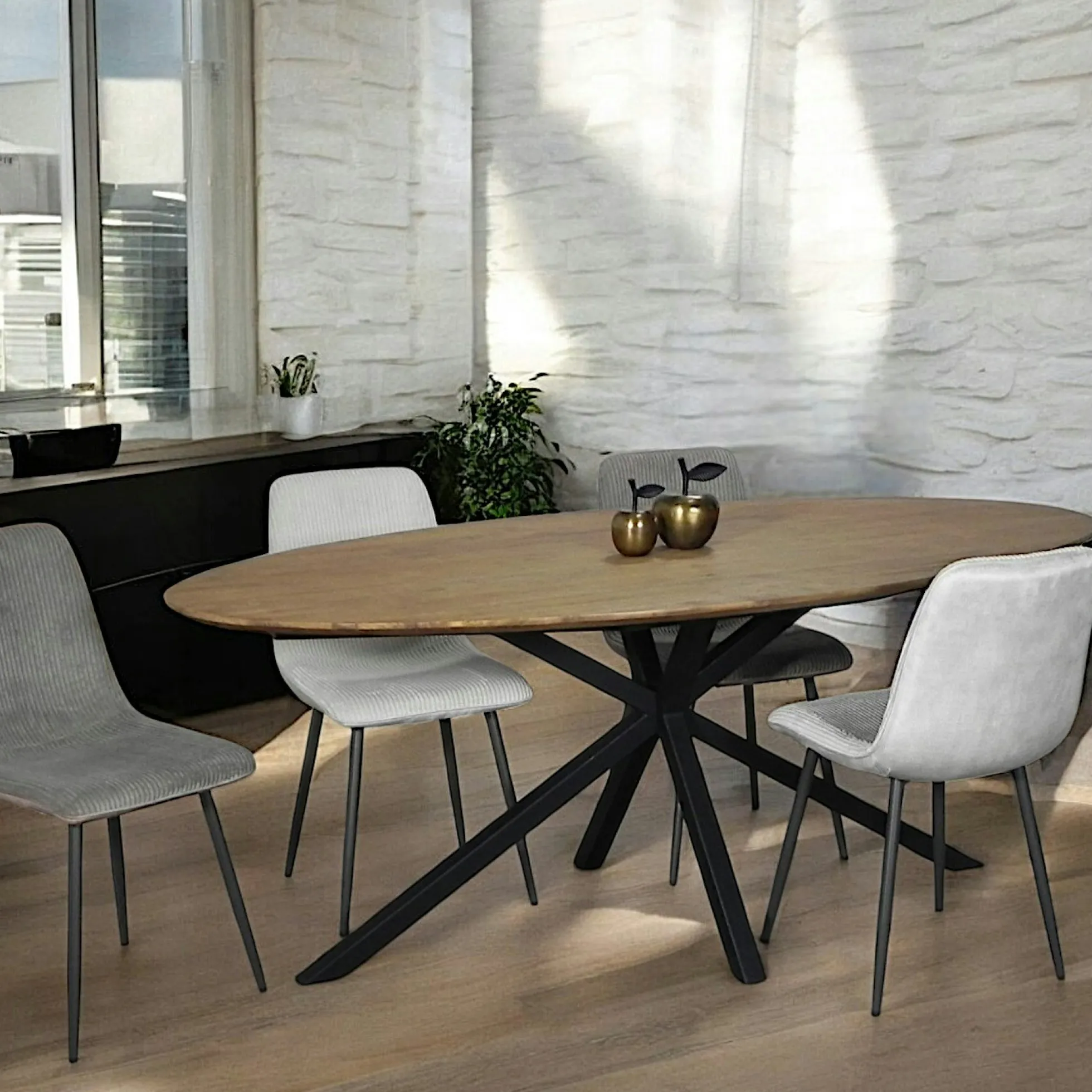 Table à manger ovale en bois de teck recyclé 2 m DEPOK
