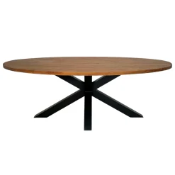 Table à manger ovale en bois de teck recyclé 220 cm ONTARIO