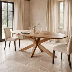 Table à manger ovale organique à pied central 210 cm NERO