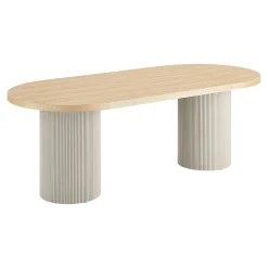Table à manger ovale placage frêne pieds colonne 220 cm LISBONNE