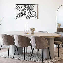 Table à manger ovale placage frêne pieds colonne 220 cm LISBONNE