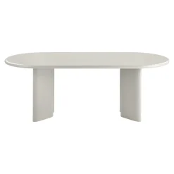 Table à manger ovale sable 220 cm - design minimaliste, pieds obliques ALBERTA