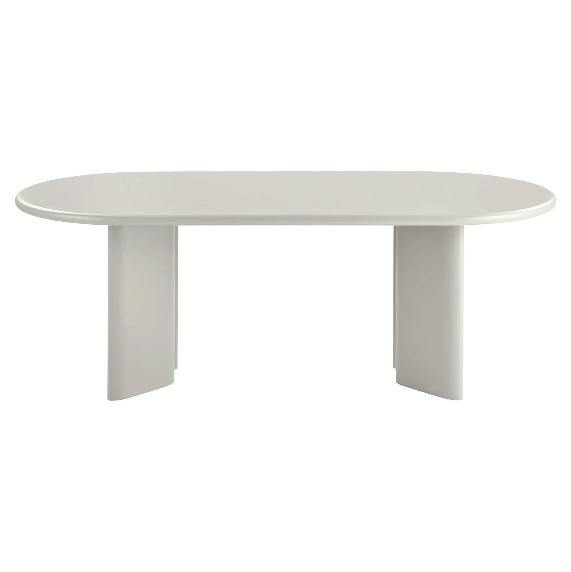 Table à manger ovale sable 220 cm - design minimaliste, pieds obliques ALBERTA
