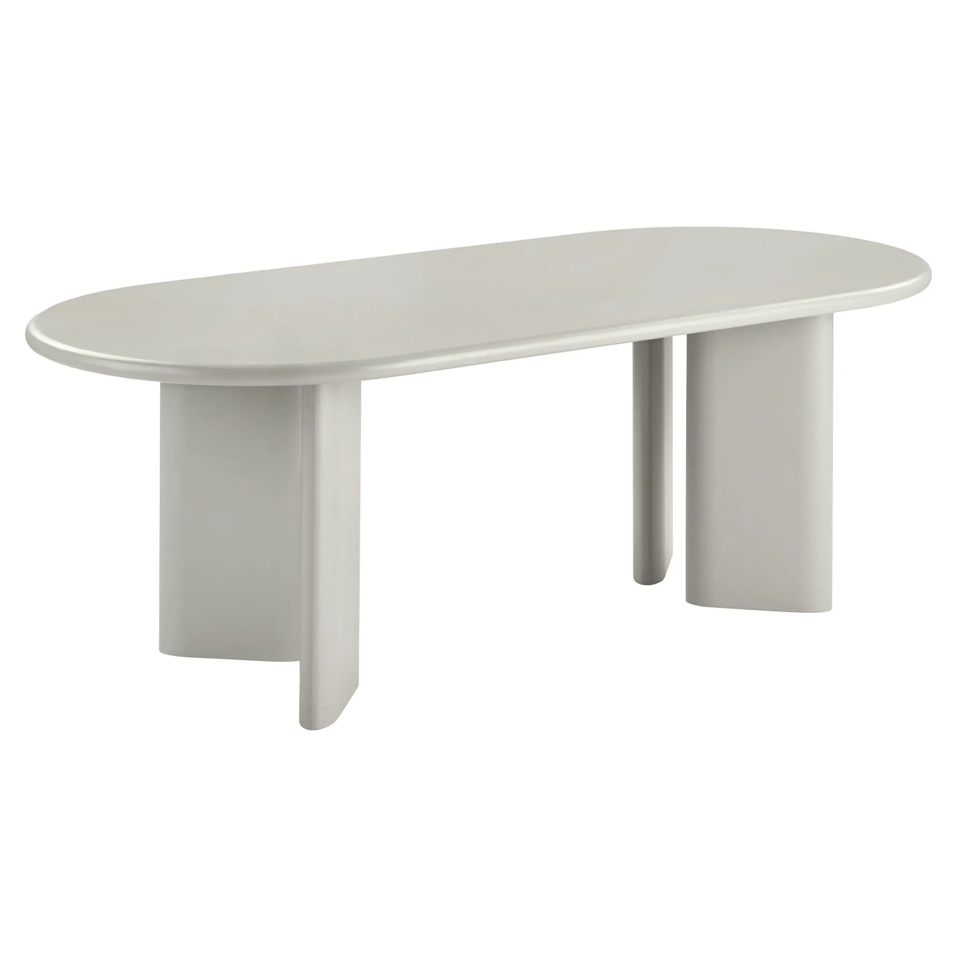 Table à manger ovale sable 220 cm - design minimaliste, pieds obliques ALBERTA