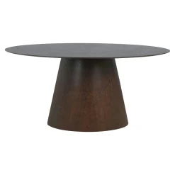Table à manger ovale vintage en placage noyer 160 cm LISBONNE