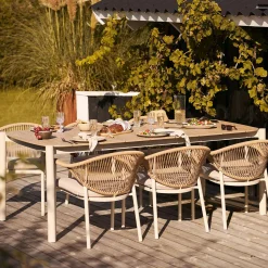 Table à manger 8 places bois et aluminium AGGER