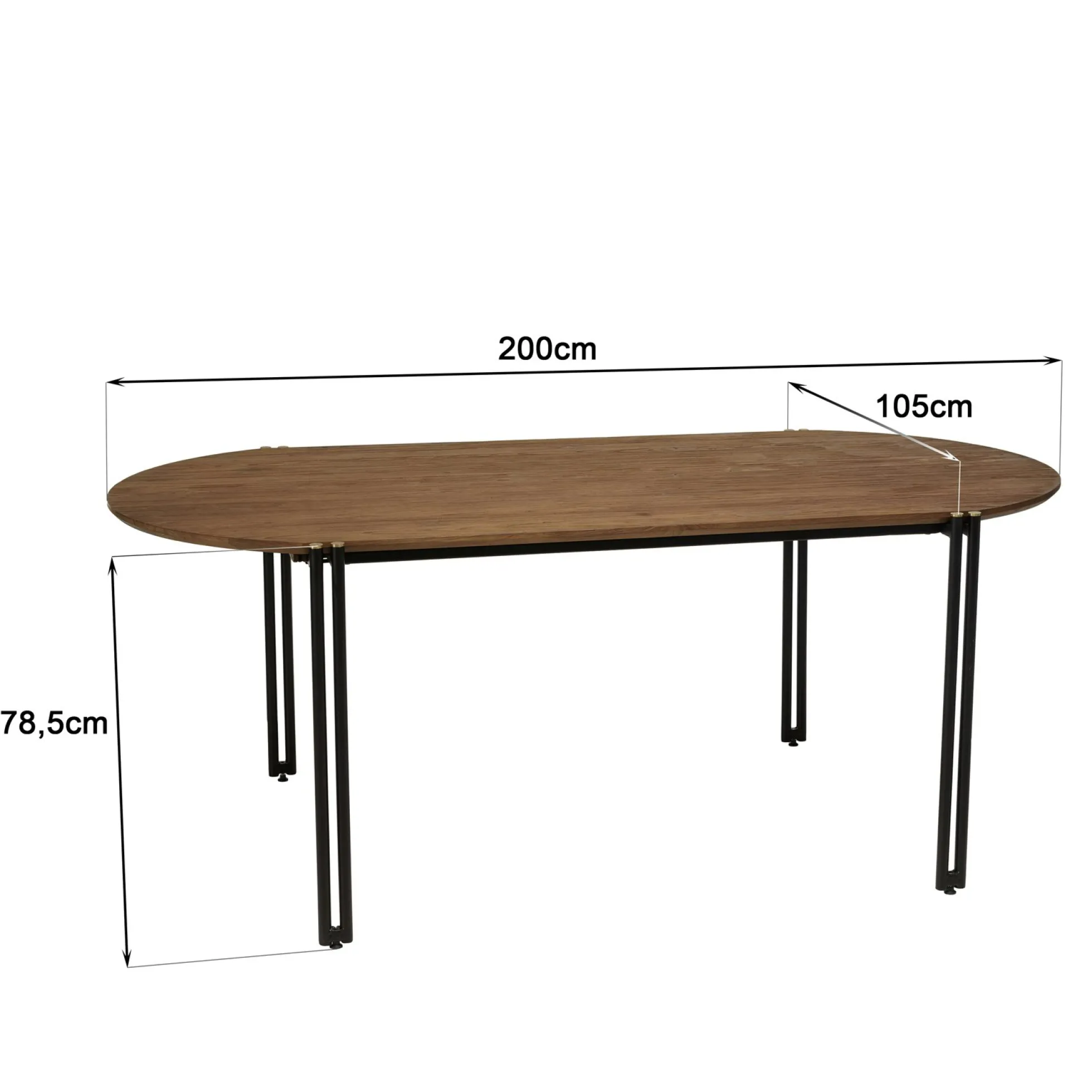 Table à manger plateau ovale en teck recyclé 200 SWING