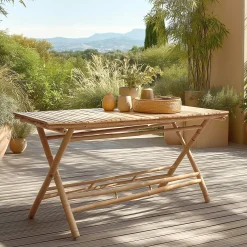 Table à manger pliante en bambou 140x70cm CALVIA