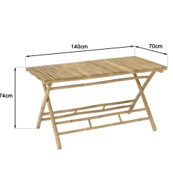 Table à manger pliante en bambou 140x70cm CALVIA