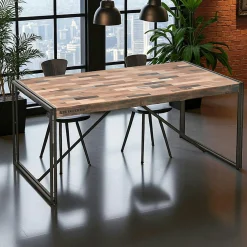 Table à manger rectangle bois recyclé 200x100 CARAVELLE