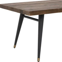 Table à manger rectangulaire bois recyclé piètement effet laiton vieilli 180 cm ADÉLAÏDE