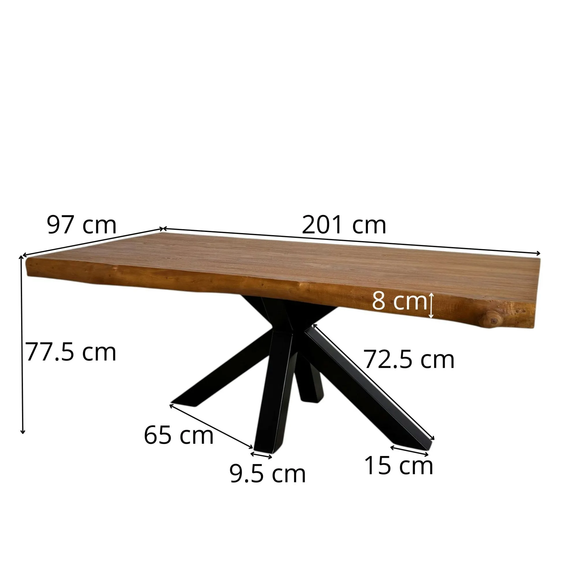 Table à manger rectangulaire bois de teck 200 cm TIMOR