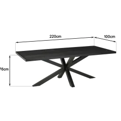 Table à manger rectangulaire bois anthracite effet pierre 220 cm BIHAR