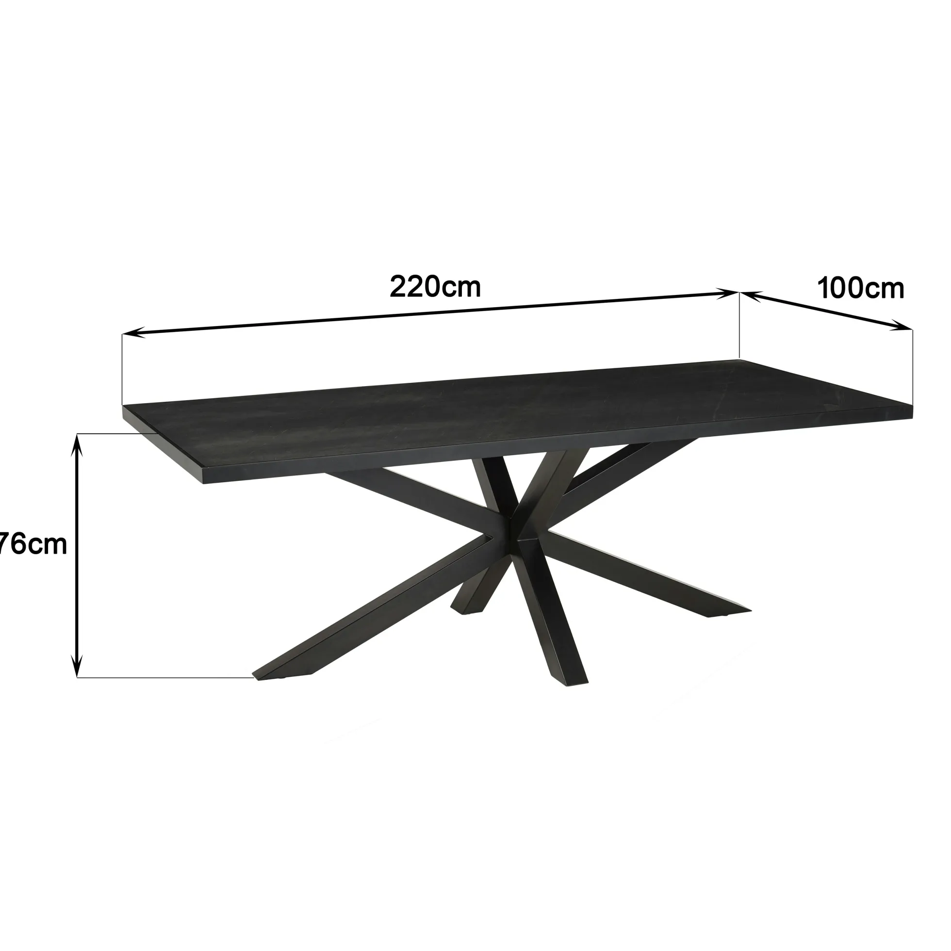 Table à manger rectangulaire bois anthracite effet pierre 220 cm BIHAR