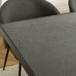 Table à manger rectangulaire bois anthracite effet pierre 220 cm BIHAR