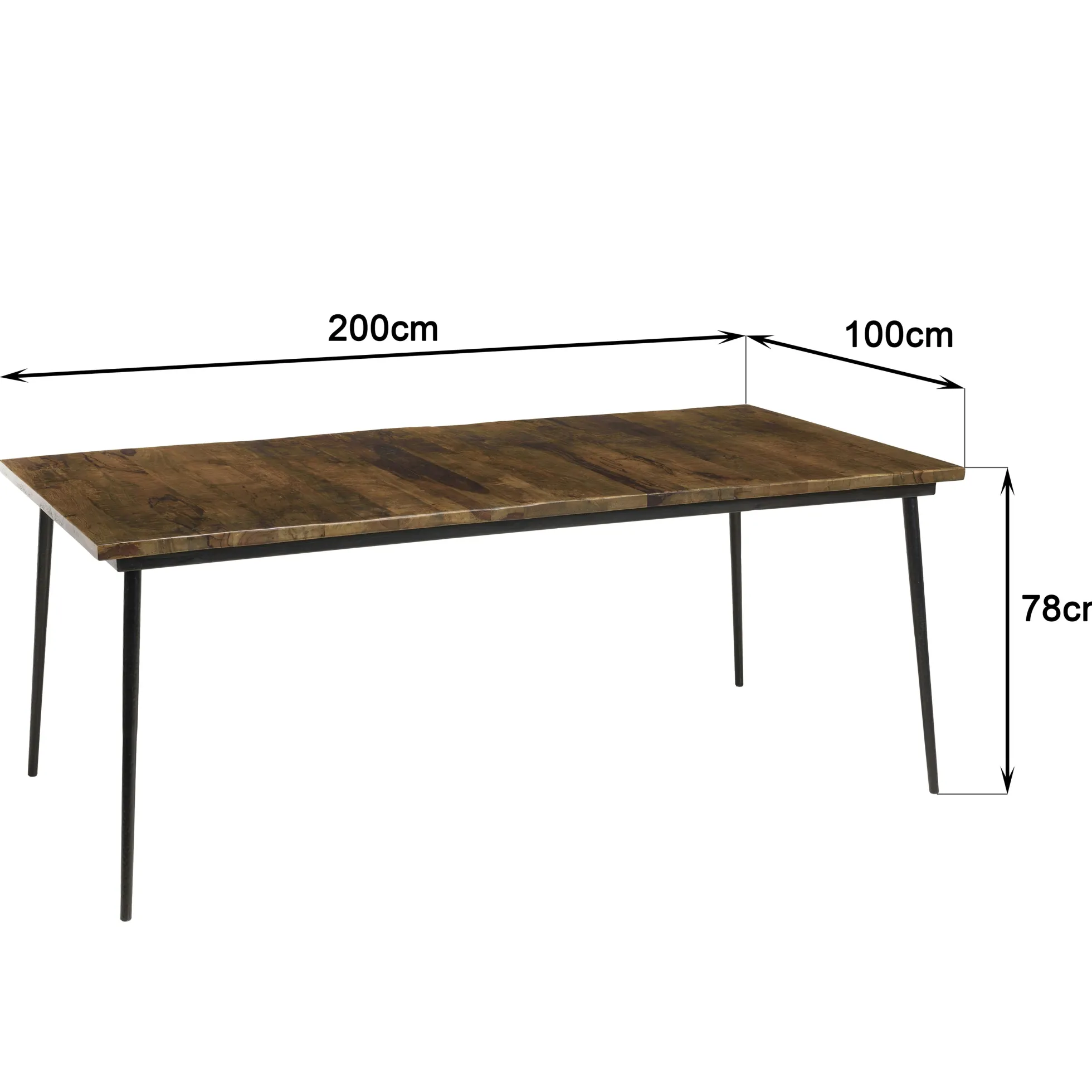 Table à manger rectangulaire lames bois recyclé 200 cm KORKAI